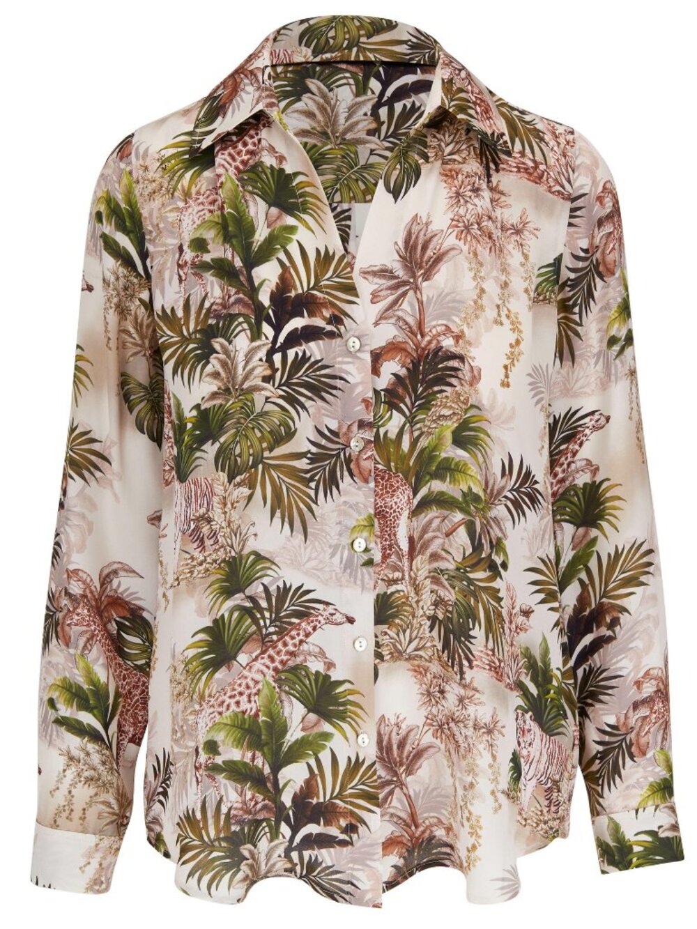 L'agence Nina Jungle Print Silk Blouse Antique White S NWOT - Picture 7 of 8